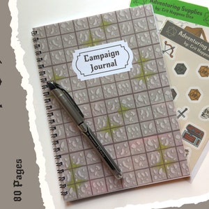 DnD 5e Campaign Journal: &#39;Dungeon Tile&#39; Notebook with Character Sheet