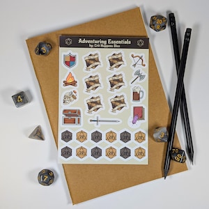DnD Black Dice Sticker Sheet: RPG Stickers for Planners & Journals
