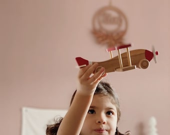 Handmade Wooden Biplane Toy: Sensory Montessori Toddler Gift