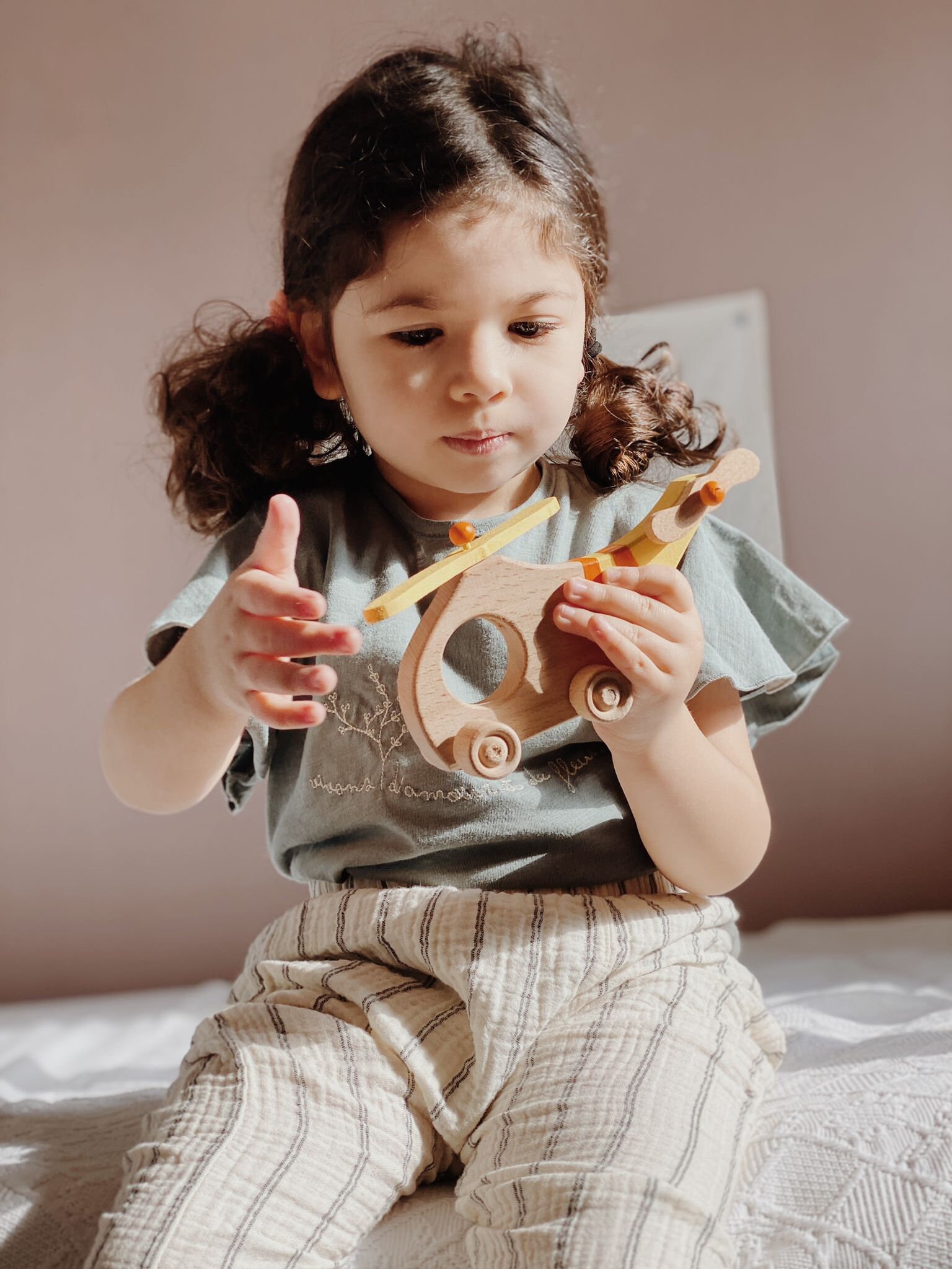 WOODEN HELICOPTER TOYS, Handmade Sensory Baby Toys, Wooden Educational