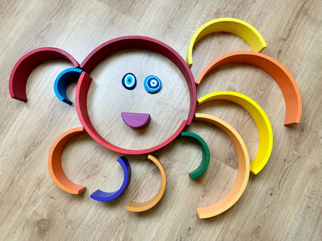 WOODEN RAINBOW STACKER, Handmade Montessori Toys, Waldorf Wooden