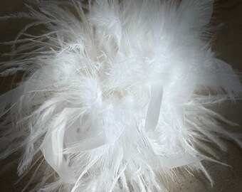 grande broche en plumes, mélange de plumes, blanc, grande broche, fascinateur en plumes d'autruche, épingle à cheveux décorative, fasciner, moderne unique, cadeau