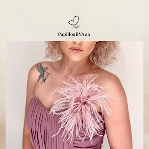 Luxus Straußenfeder Brosche Groß, Elegante Federbrosche Handgemacht, Exklusive Statement Brosche, Braut Hochzeit Fascinator, Vintage Feder