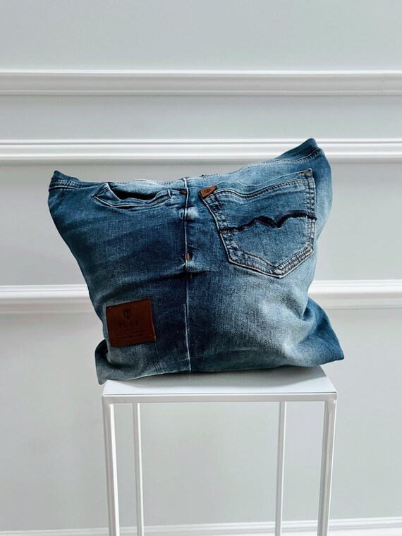 Denim Shoulder Bag Cross Body Patched Denim Bag, Shoulder