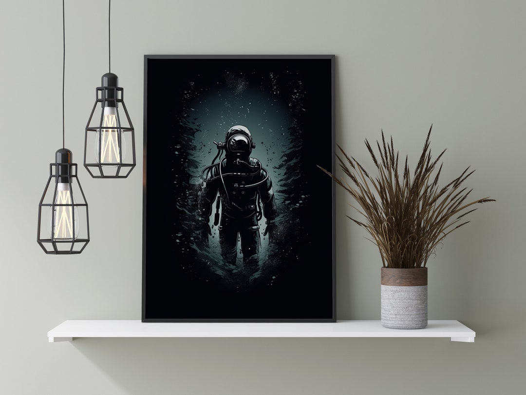 Deep Sea Diver Art Print into the Abyss - Etsy