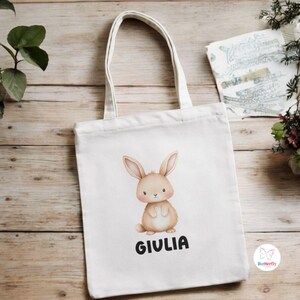 Sac cabas personnalisé avec nom et animaux de la forêt - Sac d'été 40 x 38 cm - Cadeau original pour enfants ou enseignants - Sac de vacances