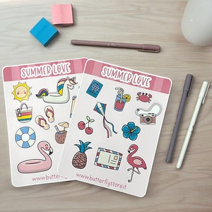 Stickers Summer Bundle/Set Stickers Estivi/Sticker Sheets/Journaling Stickers/Bujo/Bullet Journal/Adesivi Per Planner/Diario/Agenda Creativa