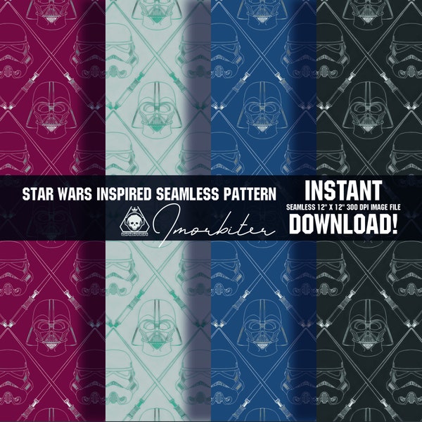 Minimalist Modern Star Wars Inspired Seamless Pattern Seamless Pattern for Wallpaper Star Wars Pattern Print of Darth Vader Storm Troopers