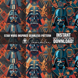Motif rétro psychédélique abstrait coloré inspiré de Star Wars pour impression et papier peint Motif rétro tzigane de Dark Vador