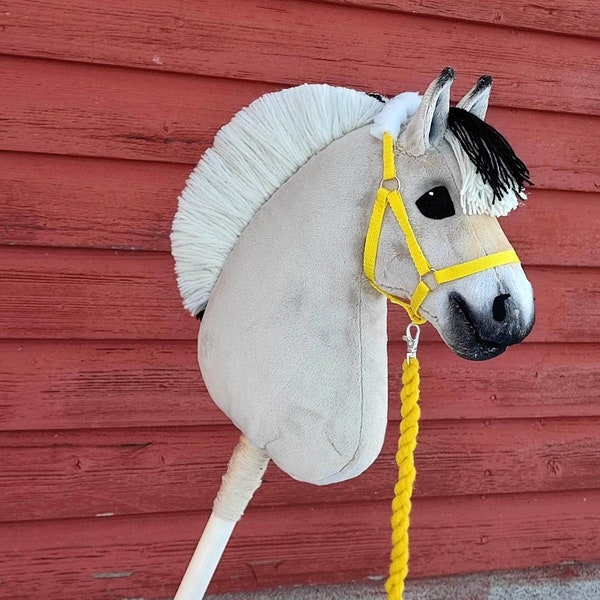 hobbyhorse like a fjordhorse. Made from high-quality velboa/minky fabric. True artesan product of finnish hobbyhorse whisperer, Jenny S