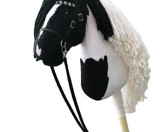 Black-White hobbyhorse. Made from high-quality velboa/minky fabric. True artesan product of finnish hobbyhorse whisperer, Jenny S