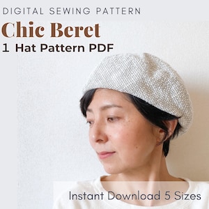 Patron de couture de béret chic à télécharger en PDF - Style kawaii