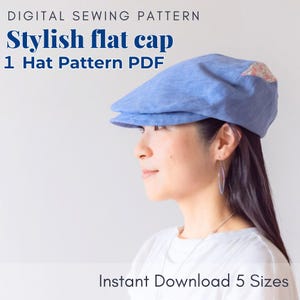 Stylish Flat cap: pdf download hat sewing pattern easy beginner