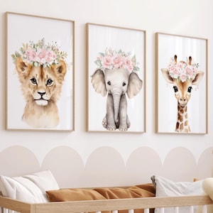 floral safari animal prints for girls nursery