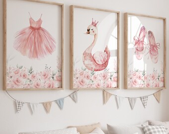 Ballerina Nursery Prints Set: Swan, Tutu, Ballet Shoes