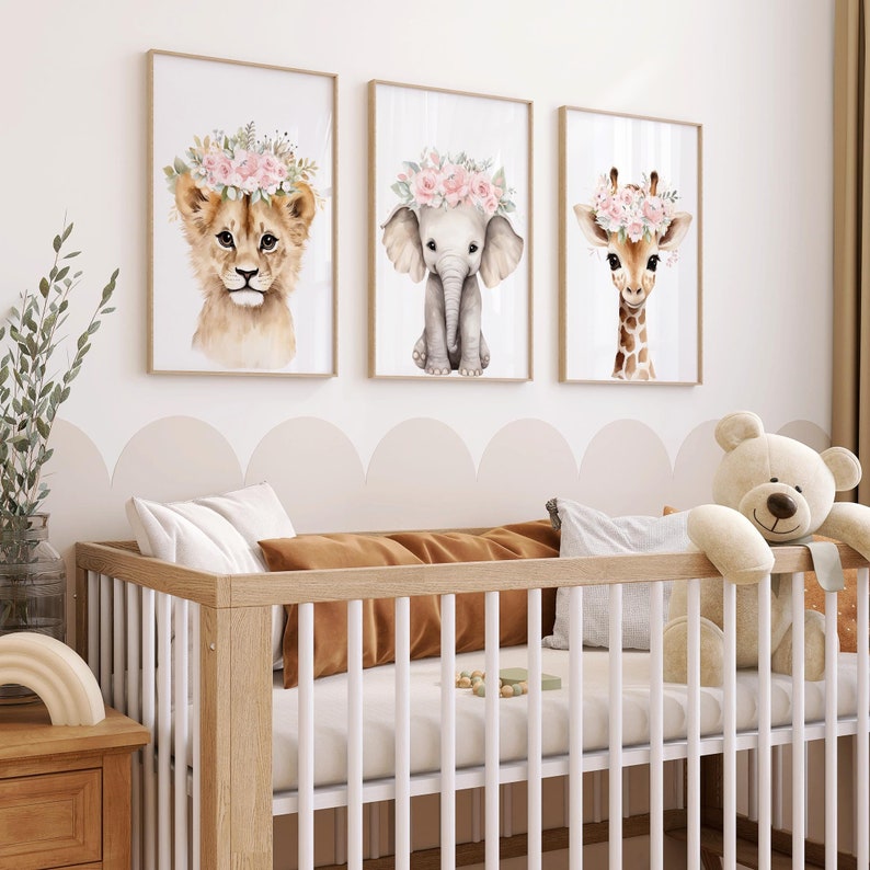 floral safari animal prints for girls nursery