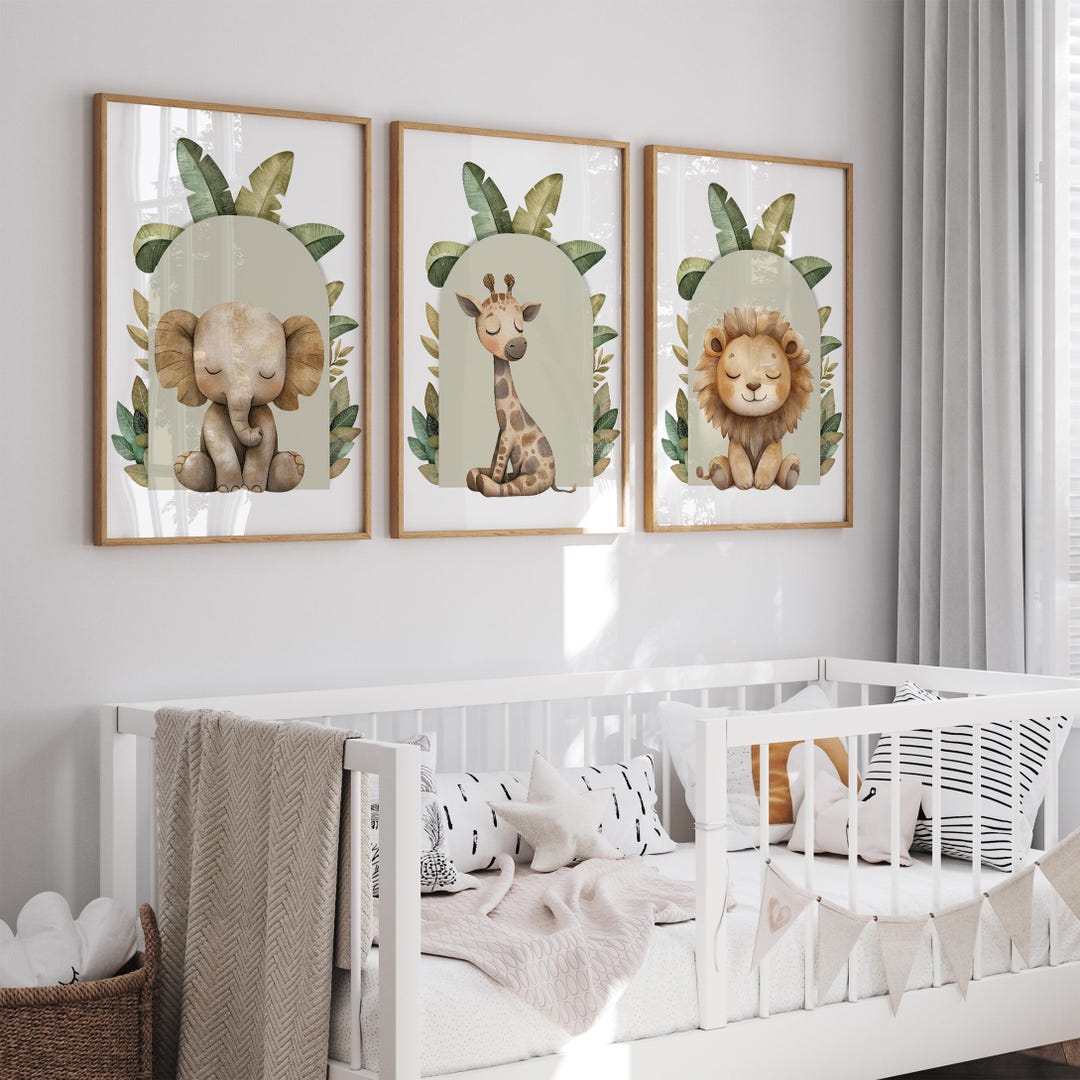 Safari Animal Nursery Prints: Set of 3, Neutral Boys Room Wall Art - Etsy