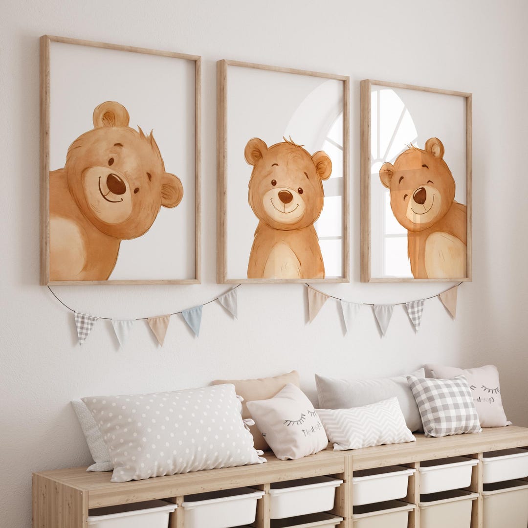 Teddy Bear Nursery Wall Art Prints Set of 3, Teddy Bear Nursery Decor ...