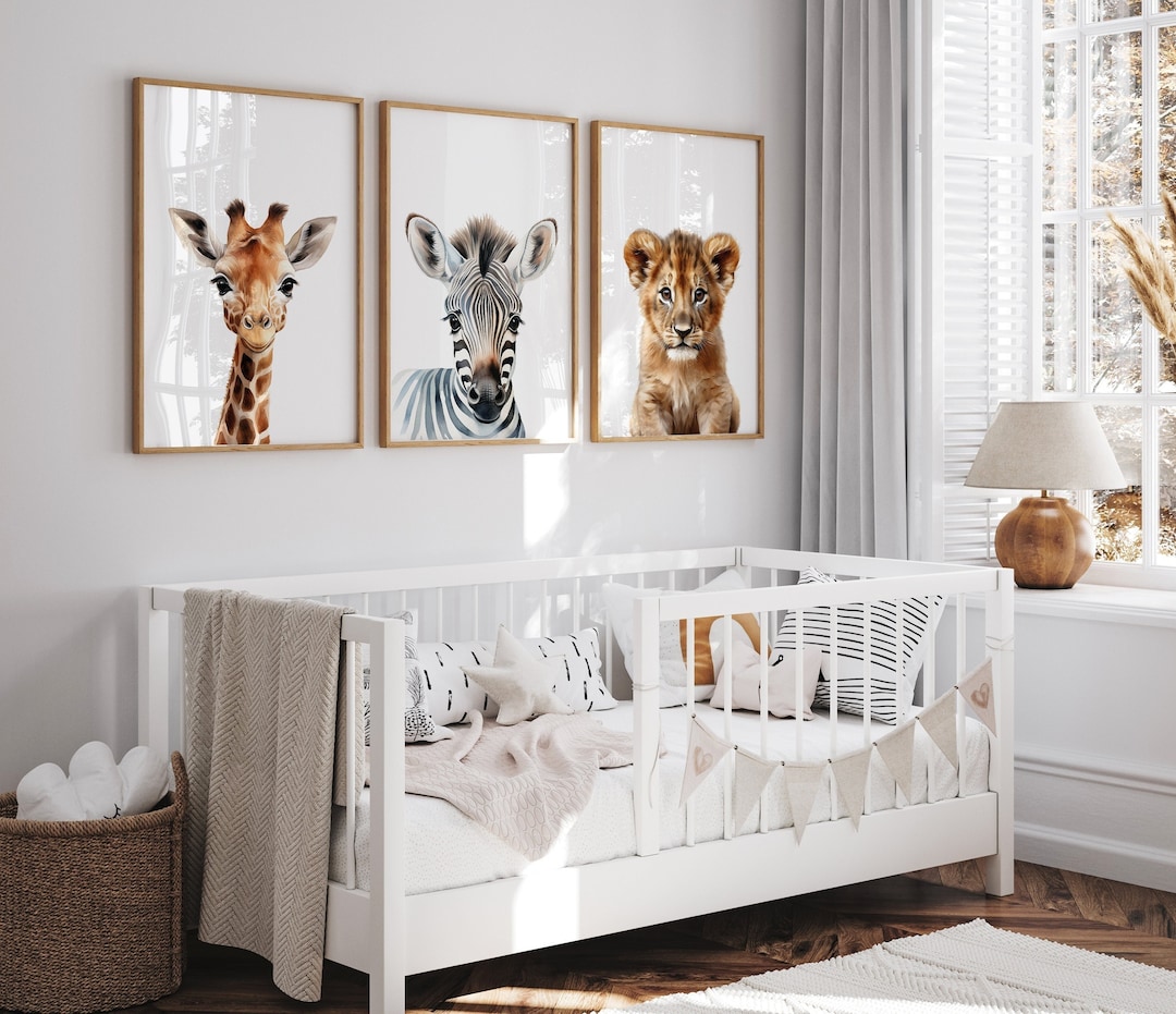 Safari Animal Prints for Nursery Set of 3, Safari Baby Nursery Wall ...