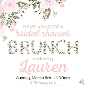 Floral Bridal Luncheon Invitation