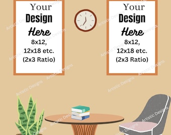 Wall Frame Mockups Modern Wood Frames BOHO Mockup Bundle Digital Frames Wood Colors Ratio Sizes 2x3 3x4 4x4 4x5 5x7 PNG PSD Smart Object