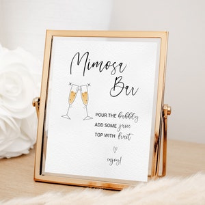 Segno Mimosa Bar, Segno Cocktail, Segno Minimalista Baby Shower Mimosa, Barra frizzante, Modello modificabile al 100%, Stampabile, Download istantaneo,