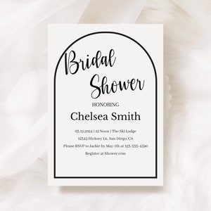 Modern Arch Bridal Shower Invitation, Minimal Bridal Shower Invitation Template, Boho, Couples Invite, Wedding Shower,Instant download image 2