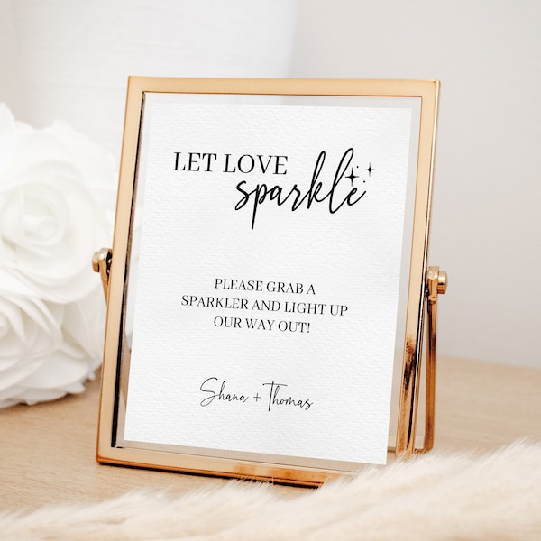 Let Love Sparkle Wedding Minimalist Sign, Sparkler Send Off Sign | Let Love Sparkle Sign, Minimalist Wedding Send Off Sign Modern Sparkler