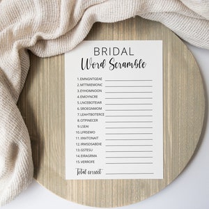 Word Scramble Bridal Shower Game Template, Printable Minimalist Bridal Shower Puzzle, Instant Download image 4