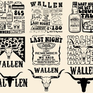 Bundle Retro Wallen Bull Skull Wallen Bundle Svg,Png, Wallen Cowboy Png, Retro Western Bull Skull Png, Country Music