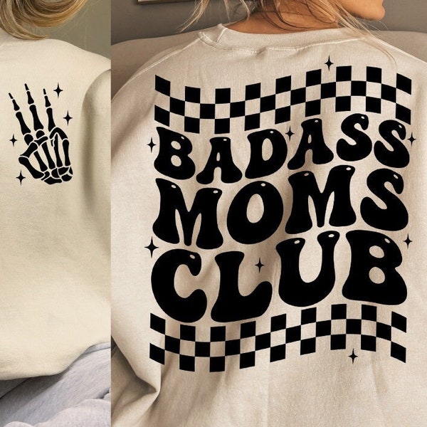 Badass Moms Club Svg Png, Mom Life Svg Png, Trendy Mom svg, Front and Back Svg, Cut File, Sublimation