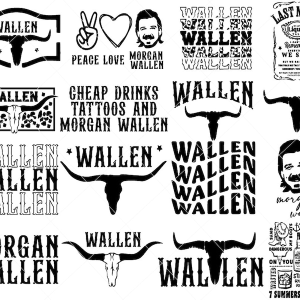 Bundle Retro Wallen Bull Skull Wallen Bundle Svg,Png, Wallen Cowboy Png, Retro Western Bull Skull Png, Country Music