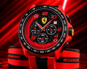 Ferrari Inspired Red Motorsport Watch – Luxury Racing Chronograph Edition