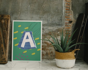 Letter A INSTANT Digital Download Wall Art Printable Poster