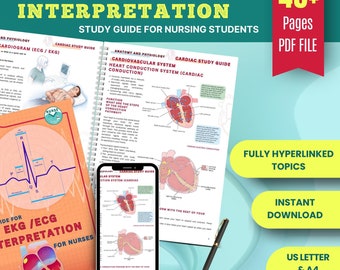 EKG ECG Interpretation Nursing Study Guide | Heart Rhythm & Arrhythmia Cheat Sheet | Cardiac Nursing Resource | Instant PDF Download