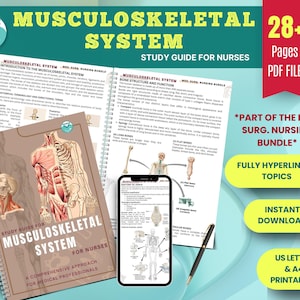 Musculoskeletal System Nursing Study Notes | Anatomy, Physiology, and Disorders | Med-Surg Cheat Sheet Bundle | Digital PDF Resource