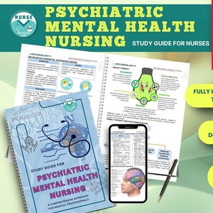 Psychiatric Mental Health Nursing Study Guide | Mental Health Nursing Notes | Psychopharmacology | Digital Download PDF | 2025 Edition