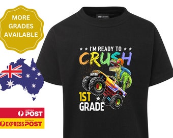 Im Ready To Crush 1st Grade Shirt,First Day Of School Outfit, Teacher Back To School Gift, Prep Kinder Garten Tshirt, Kids Monster Truck Tee