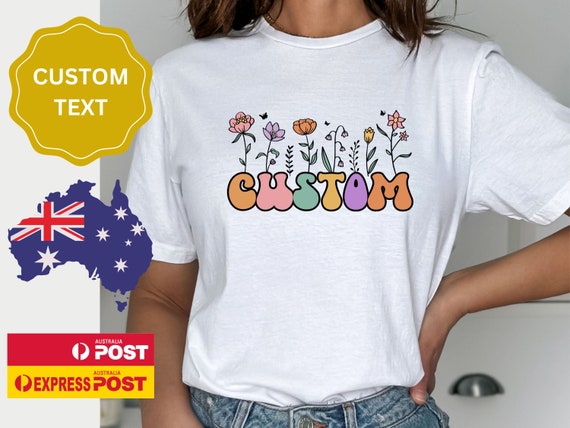 Wildflower Custom Text T-shirt: Personalized Retro Gift
