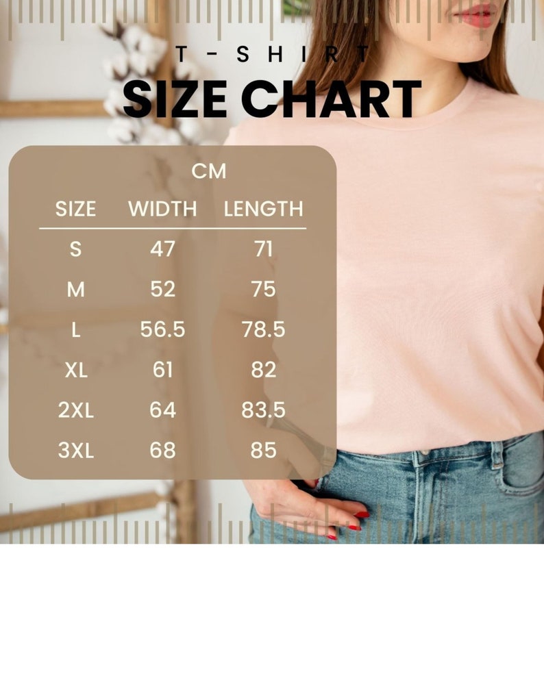 Pu&ograve; includere: Tabella delle taglie per una t-shirt in centimetri. La tabella mostra le misure di larghezza e lunghezza per le taglie S, M, L, XL, 2XL e 3XL.