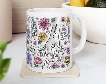 Mothers Day Gifts from Daughter, Mug for Nanny Mummy Grandma Nana Granny Mother's Day Mug, Personalised Mum Present, Kids names mug, 00352