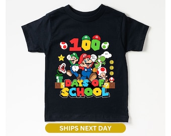 100 Days of School Tshirt, Cartoon Gamer Kids unisex Shirt, Kindergarten Milestone Tee, Unisex T-shirt, Teacher Tshirt, Teacher Gift, 00022