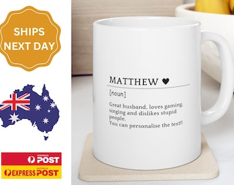 Personalised Name Definition Mug, Personalised Name Coffee Mug With definition, Custom name mug, Name Meaning Gift, Custom Birthday gift