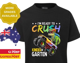 Im Ready To Crush Kinder garten Shirt,First Day Of School Outfit, Teacher Back To School Gift, Prep 1st Grade Tshirt, Kids Monster Truck Tee