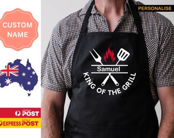 Personalised Fathers Day Gift, Custom Gift For Dad, King of The Grill Apron, Custom Apron For men, Christmas Gift For Dad, Birthday Gift