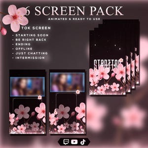 Pink Sakura Stream Overlay: Animated TikTok Screens (Digital Download)