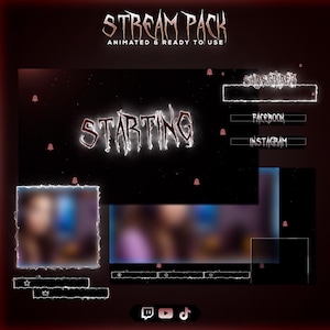 Red Halloween Animated Stream Overlay Pack: Spooky Twitch, YouTube, TikTok Bundle