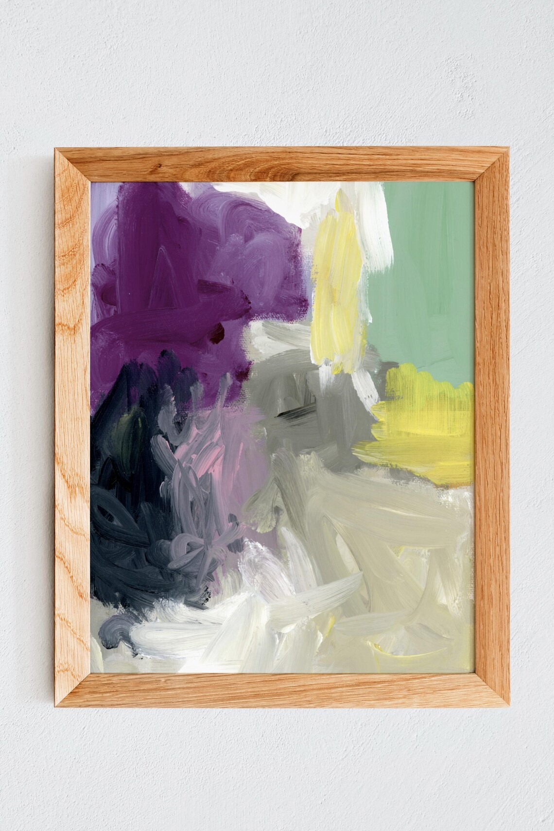 Modern Abstract Art PRINT – Expressive Brushwork in Purple, Yellow ...