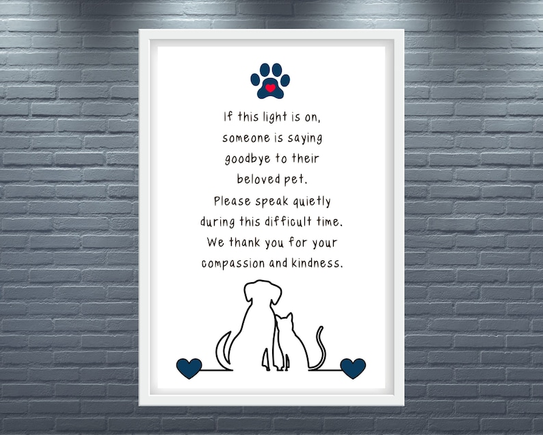 Veterinary Euthanasia Notice Printable Art Veterinarian Pet Loss Sign ...