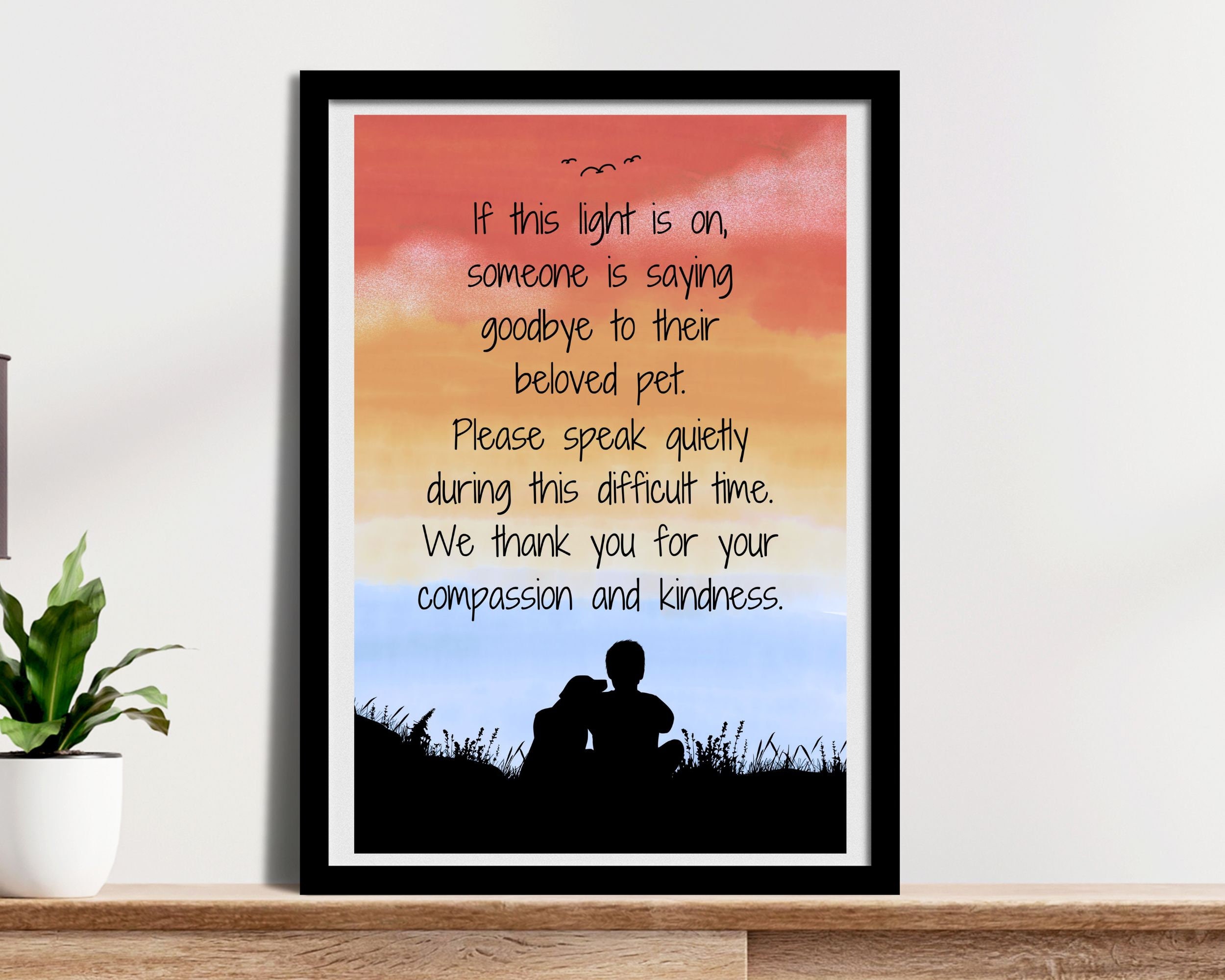 Pet Loss Notice Veterinary Printable Desk Sign Euthanasia Notice Vet ...
